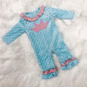 Infant Minky Crown Appliqué Romper